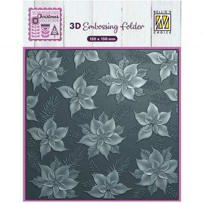 Nellie's Choice 3D Embossing Folder - Poinsettia